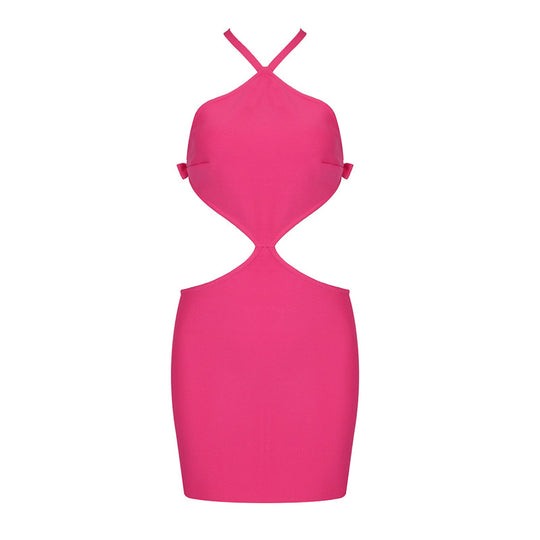 Damen figurbetontes Cut-Out Kleid mit Neckholder Design EB