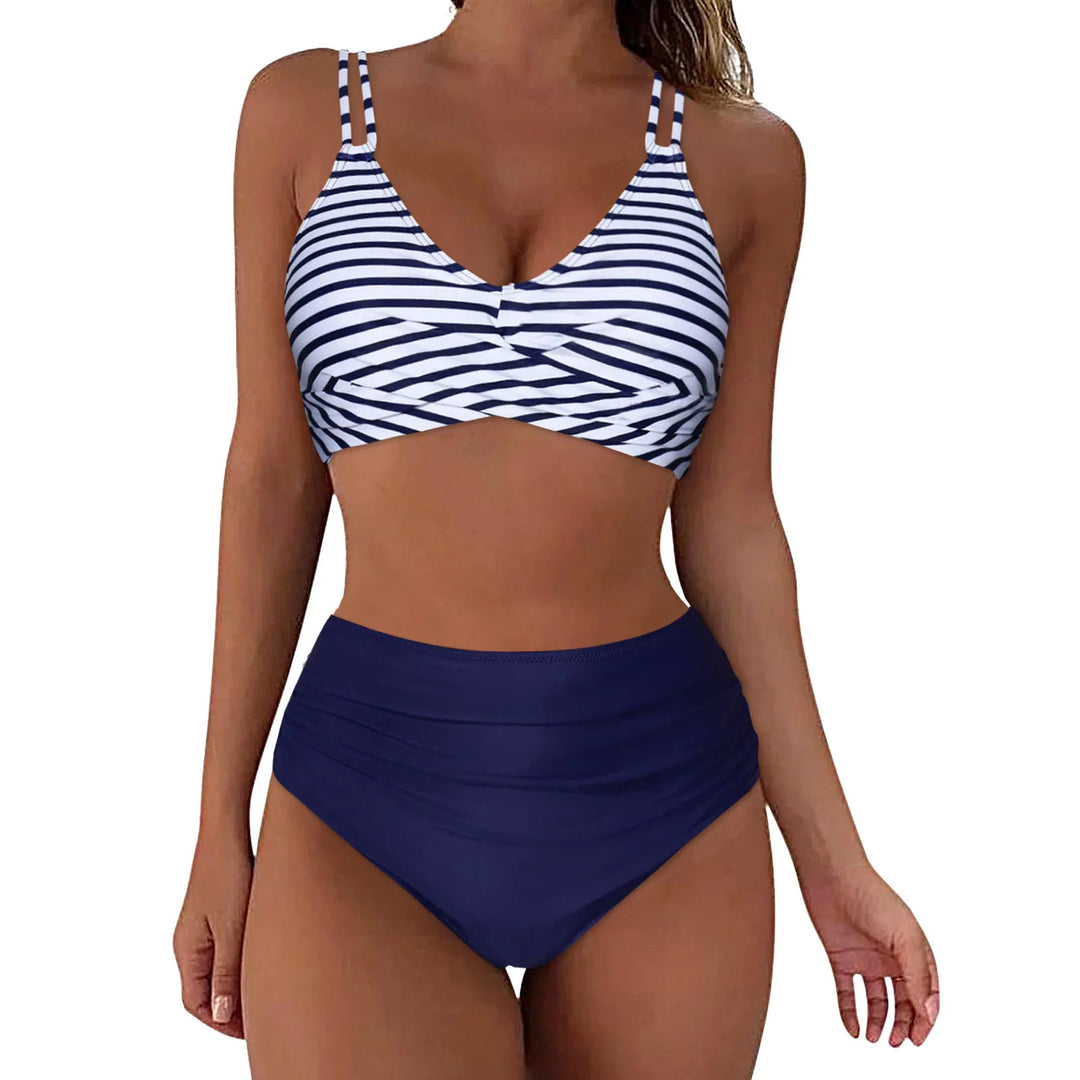 Damen Trendiger Hochschnitt-Bikini mit Raffung EB