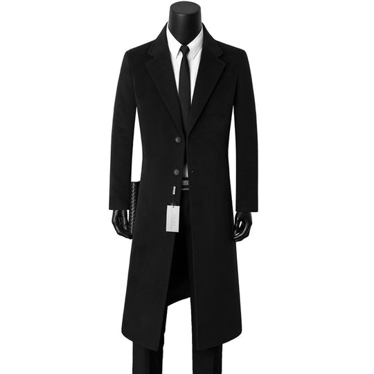 Herren nan einreihiger Langmantel mit schmaler Silhouette, fallendem Revers und knieumspielendem Schnitt EB