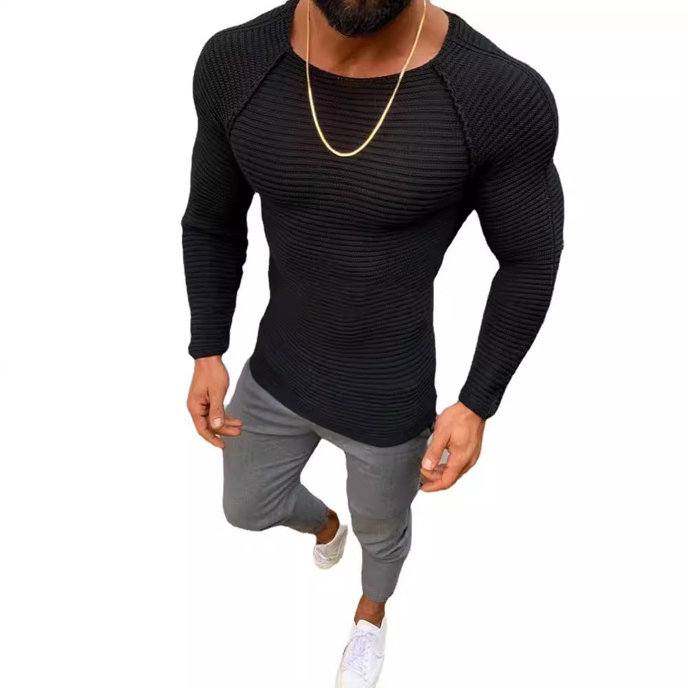 Herren Langarm Strickshirt mit eleganter Struktur EB