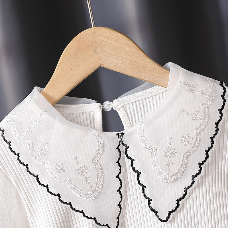 Damen gemütliches Sweatshirt mit transparenten Puffärmeln EB