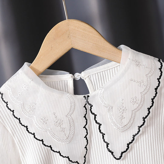 Damen gemütliches Sweatshirt mit transparenten Puffärmeln EB
