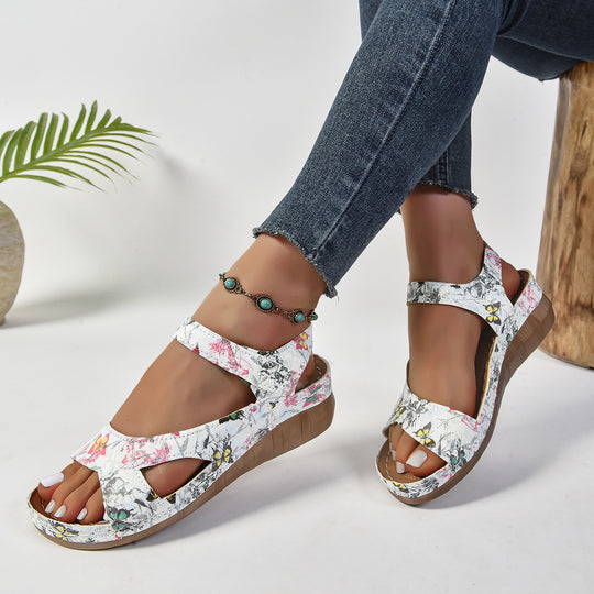 Damen bequeme Wedge-Sandalen mit verstellbaren Riemen und anatomischem Fußbett EB