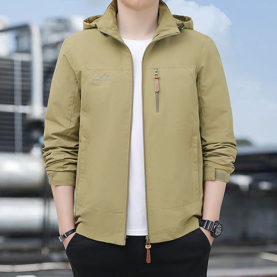 Herren  leichtgewichtige Kapuzen-Windjacke mit Brust-Reißverschluss und atmungsaktivem Funktionsstoff EB