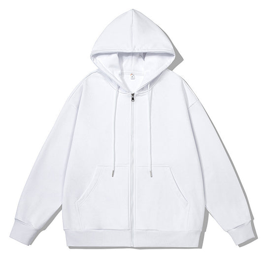 Unisex oversized Kapuzenjacke mit ausladendem Schulterschnitt, durchgehendem Reißverschluss und French-Terry EB