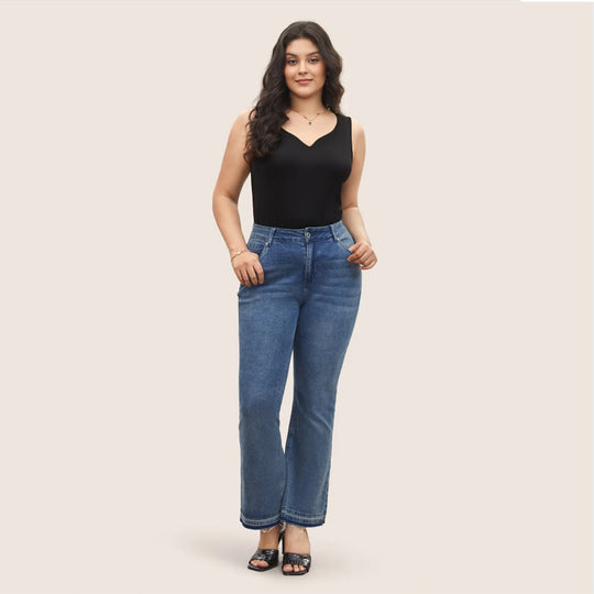 Damen ärmelloses Tanktop mit schwungvollem V-Ausschnitt EB
