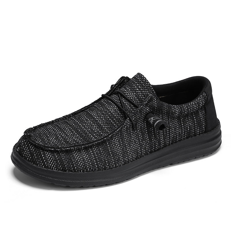 Herren atmungsaktive Mokassin‑Slipper aus Strick mit Memory‑Fußbett und rutschfester EVA‑Laufsohle EB