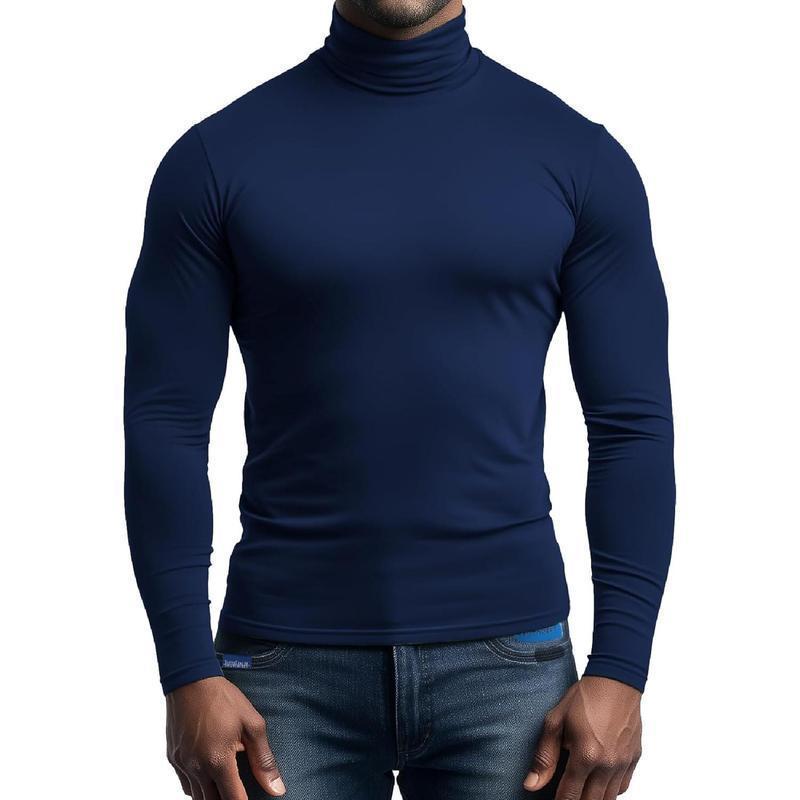 Herren nan eng anliegende Rollkragen-Langarmshirt aus Stretchjersey mit körpernaher Passform EB
