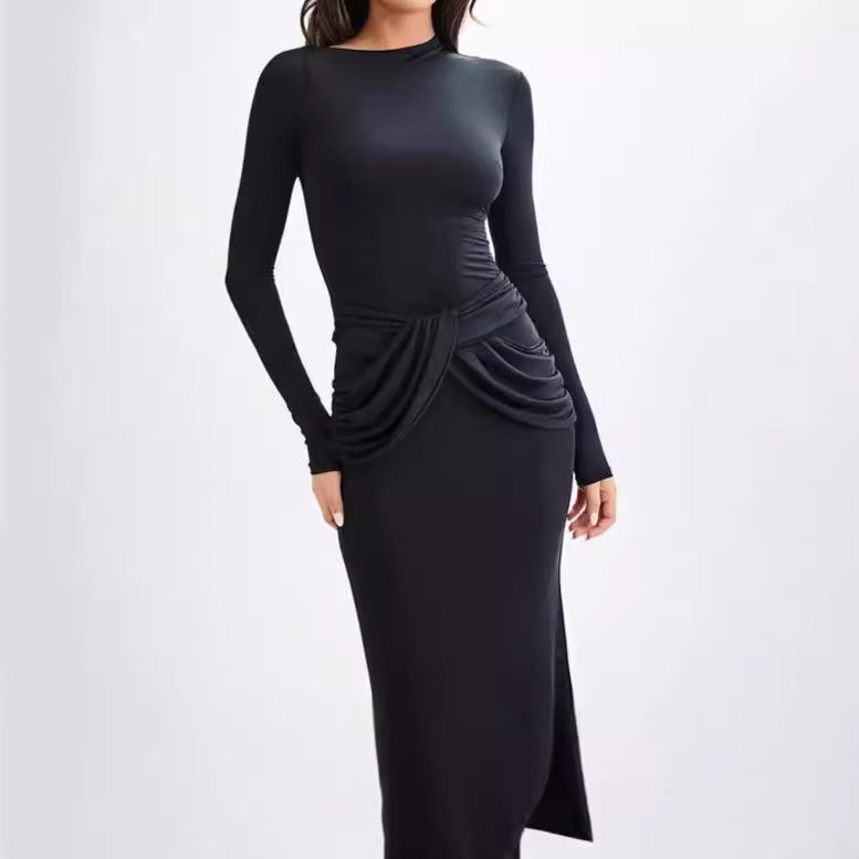 Damen Elegantes Maxikleid mit dekorativer Drapierung EB