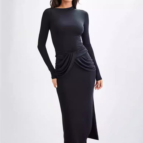 Damen Elegantes Maxikleid mit dekorativer Drapierung EB