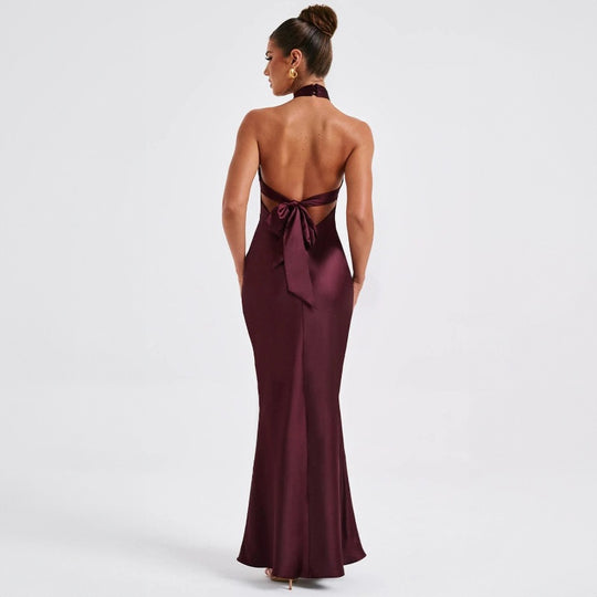 Damen Elegantes Maxikleid mit raffinierter Wickeloptik und schulterfreiem Design EB