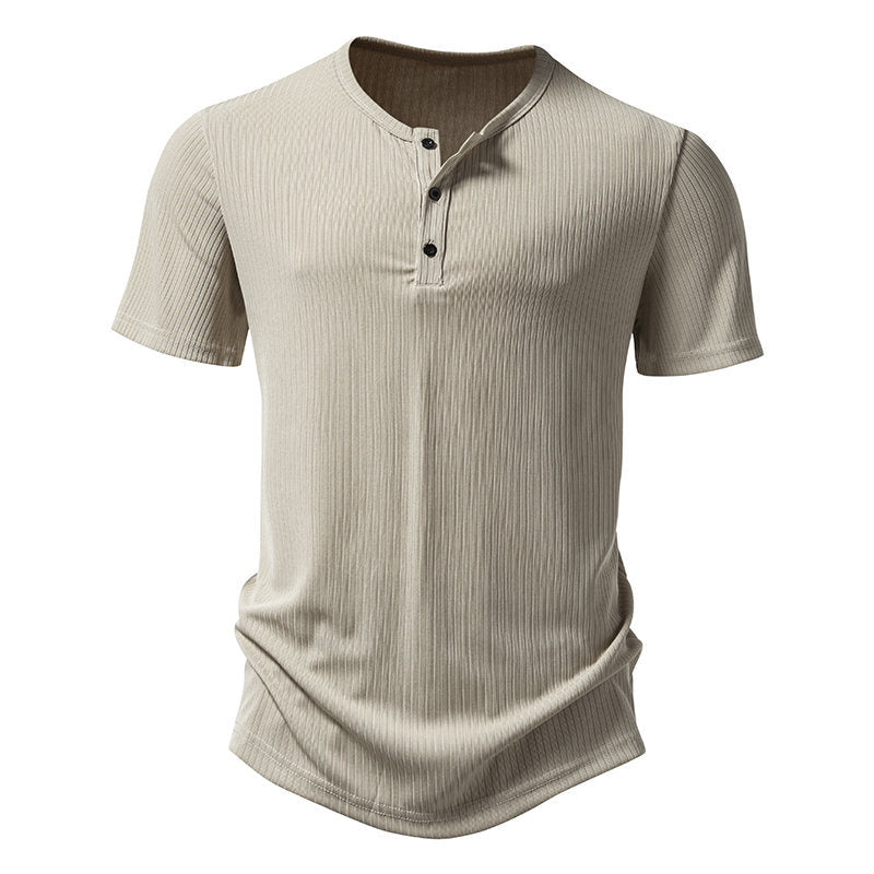 Herren Kurzarm-Henley-Shirt mit strukturiertem Design EB