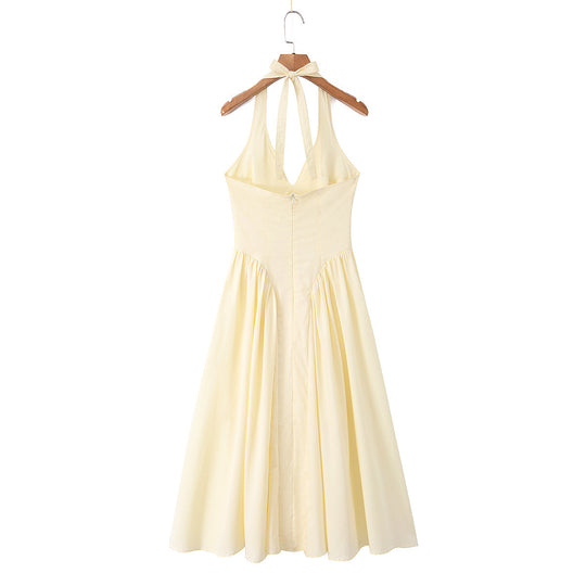 Damen Maxi-Kleid mit elegantem V-Ausschnitt und raffinierten Falten EB