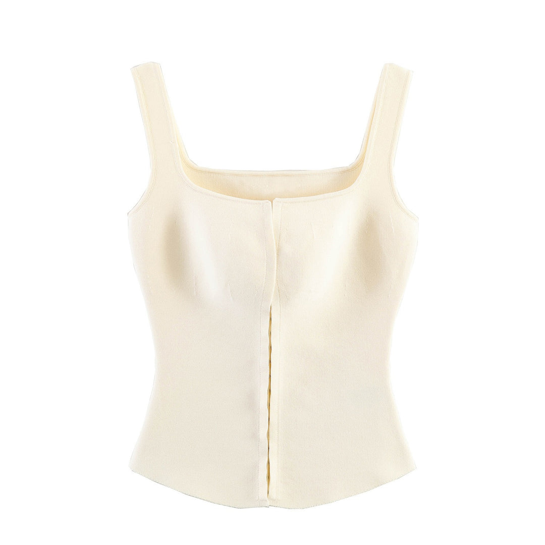 Damen tailliertes Camisole-Top mit quadratischem Ausschnitt und elastischem Material EB