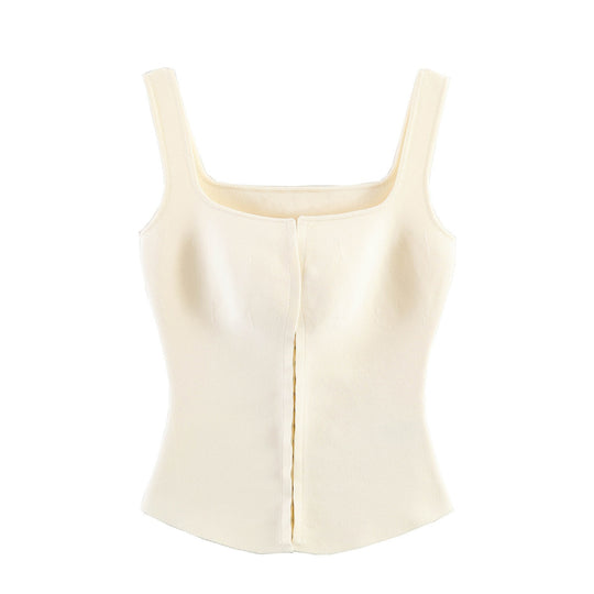 Damen tailliertes Camisole-Top mit quadratischem Ausschnitt und elastischem Material EB