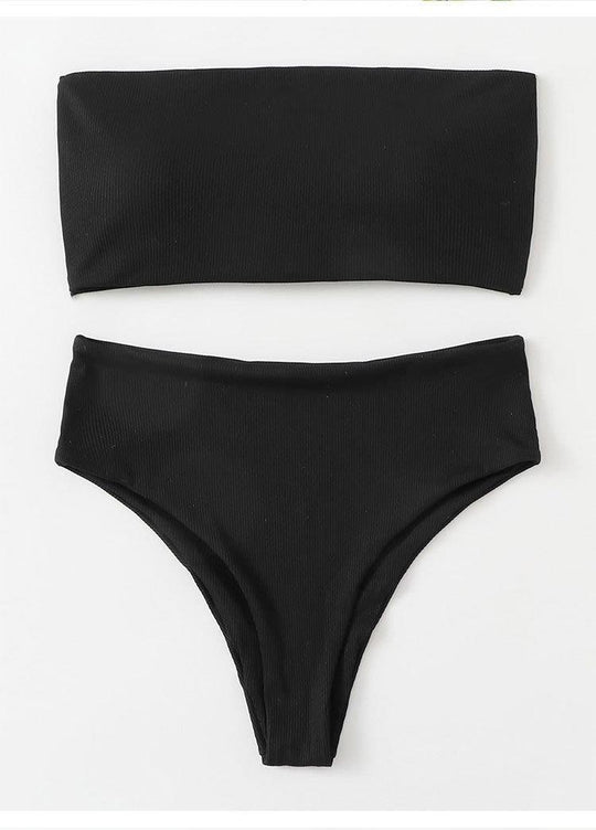 Damen Bandeau-Bikini mit verstellbarem Höschen und raffiniertem Design EB