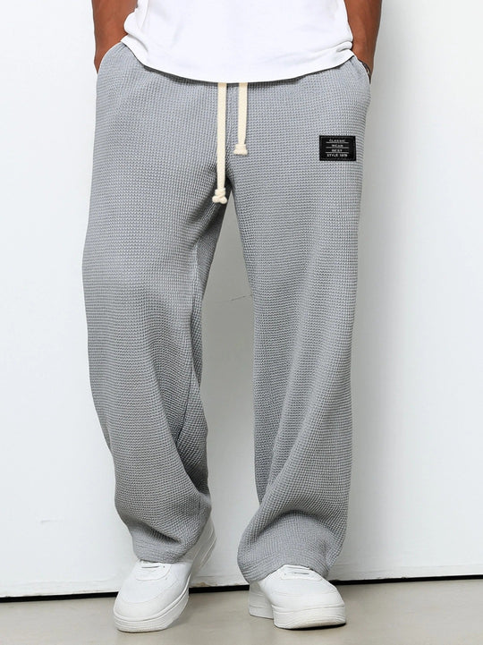 Herren nan lässige Waffelstrick Loungehose mit Kordelzug und geradem Schnitt EB
