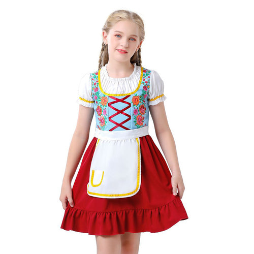 Damen nan traditionelles Dirndlkleid für Kinder mit Schürze und floraler Stickerei EB