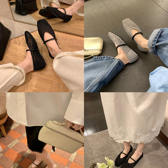 Damen Ballerinas mit strukturiertem Obermaterial und flexiblem Fußbett EB
