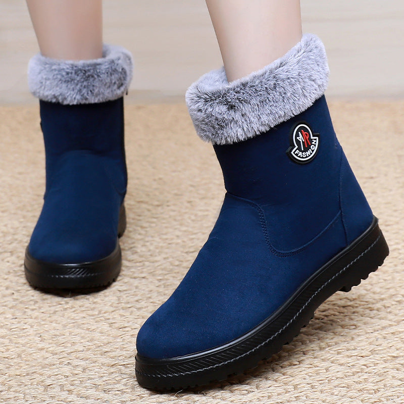 Damen Freizeit-Winterstiefel mit weichem Plüschkragen und rutschfester Sohle EB