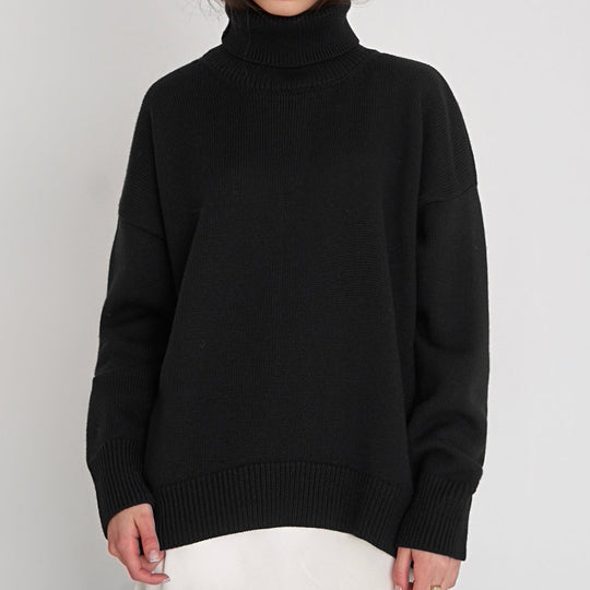 Damen Oversized Rollkragenpullover mit Rippstruktur EB