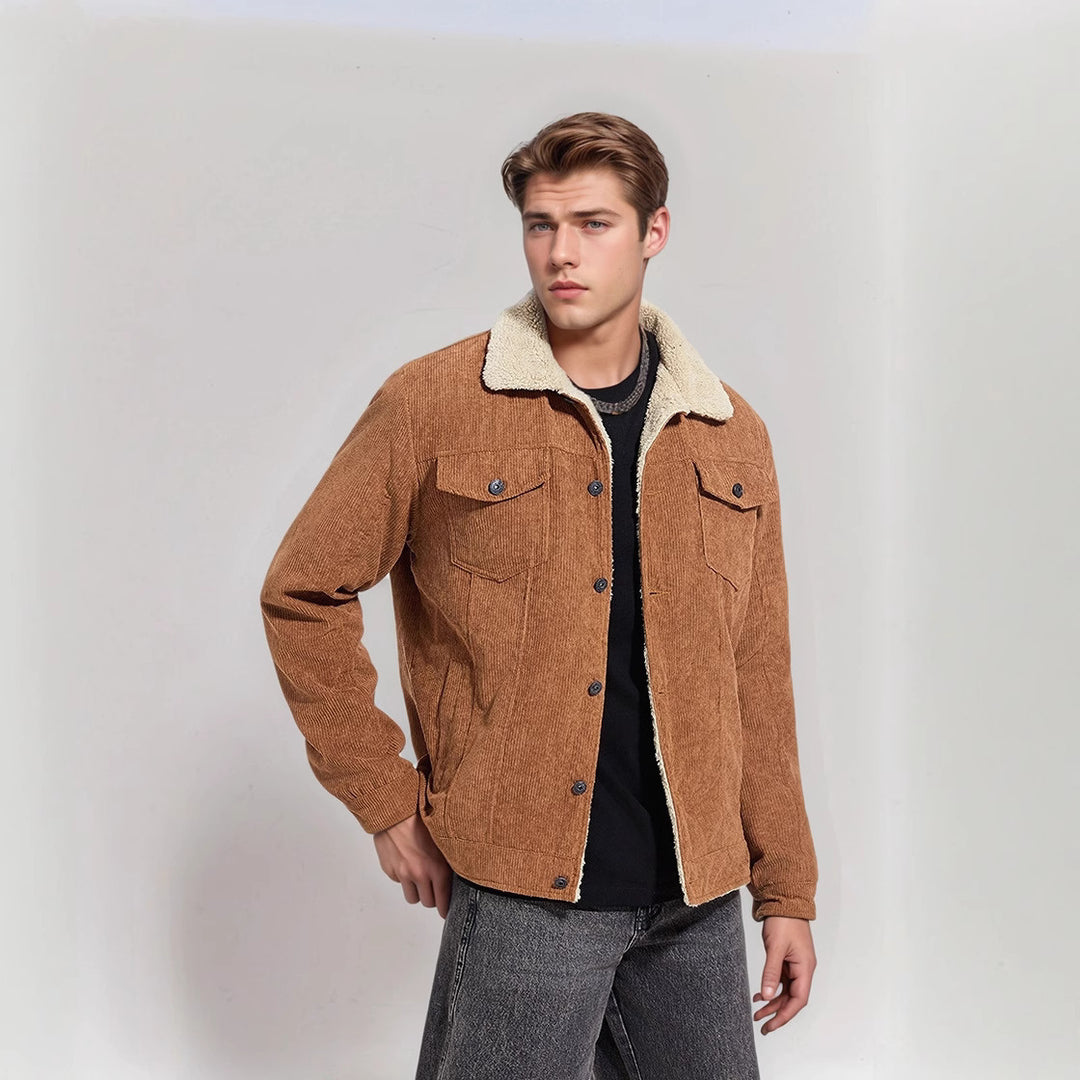 Herren kuschelige Cord-Jacke mit warmem Futter EB