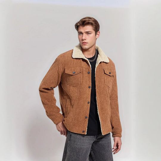 Herren kuschelige Cord-Jacke mit warmem Futter EB