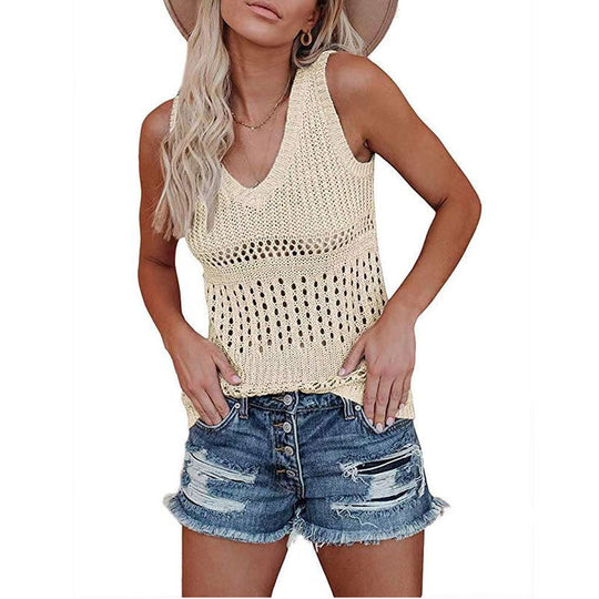 Damen Stricktanktop mit vielseitigem Lochmuster EB