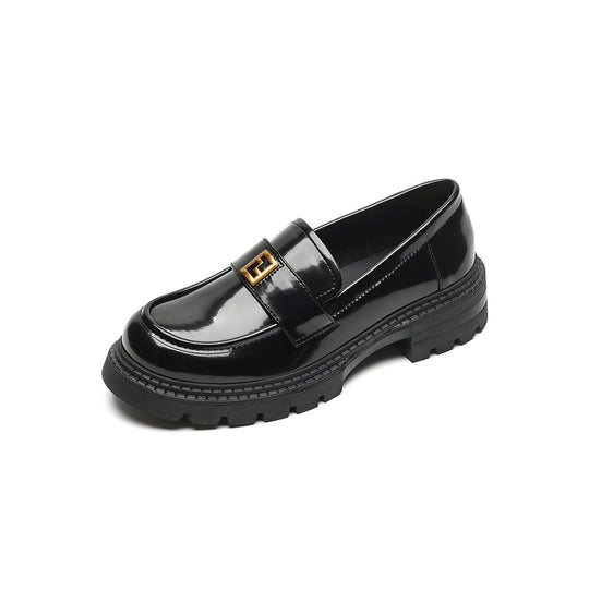 Damen elegante Mokassin-Slipper mit modischem Riemen und stabiler Gummisohle EB