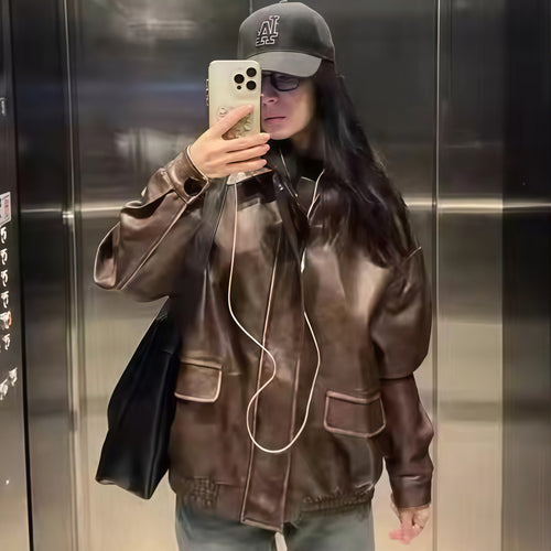 Damen modische oversized jacke mit strukturiertem Design EB