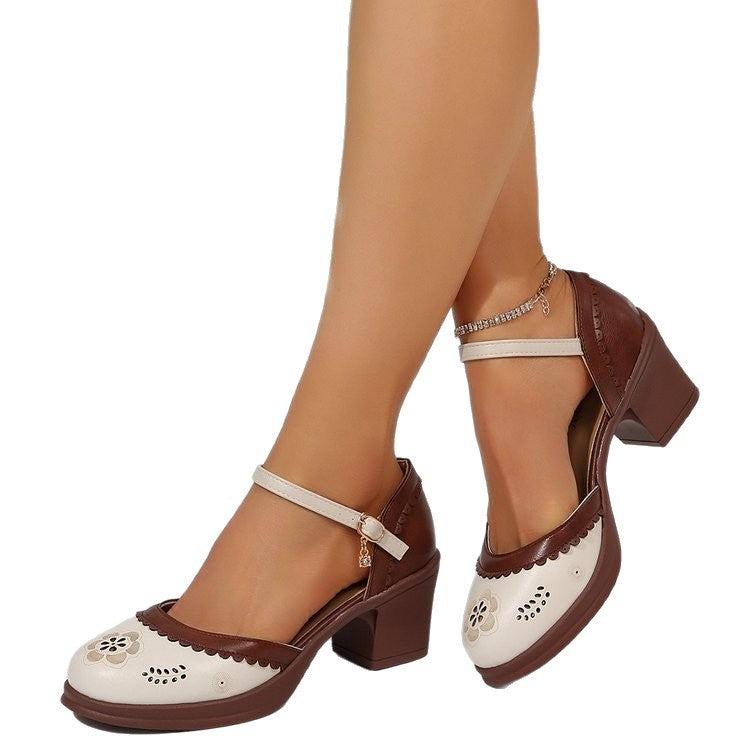 Damen elegante Slingback-Pumps mit floralen Ausschnitten EB