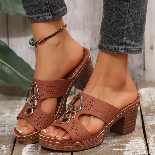 Damen offene Mules mit dekorativen Details EB