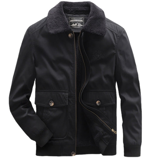 Herren Flieger-Bomberjacke mit Sherpa-Kragen und wärmender Teddyfleece-Innenlage EB
