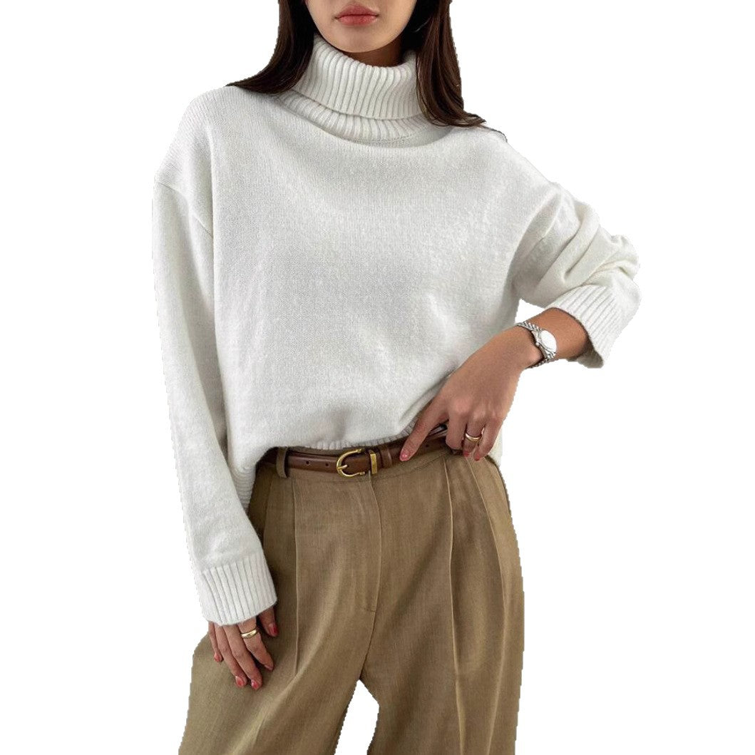 Damen Modischer Rollkragenpullover mit Oversized-Schnitt und feiner Struktur EB