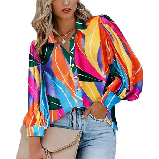Damen auffällige Bluse mit strukturierten Ärmeln EB