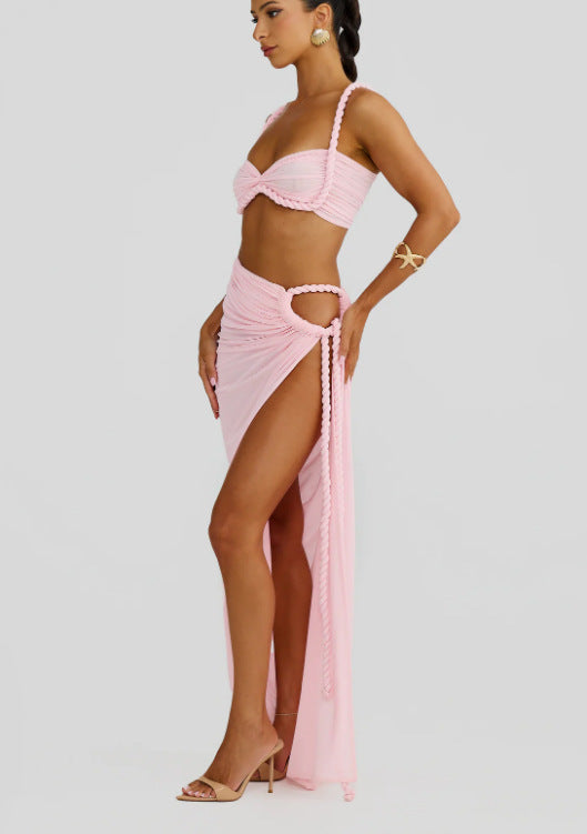 Damen Bikiniset mit elegantem Wickeltuch und kunstvollen Schnürdetails EB