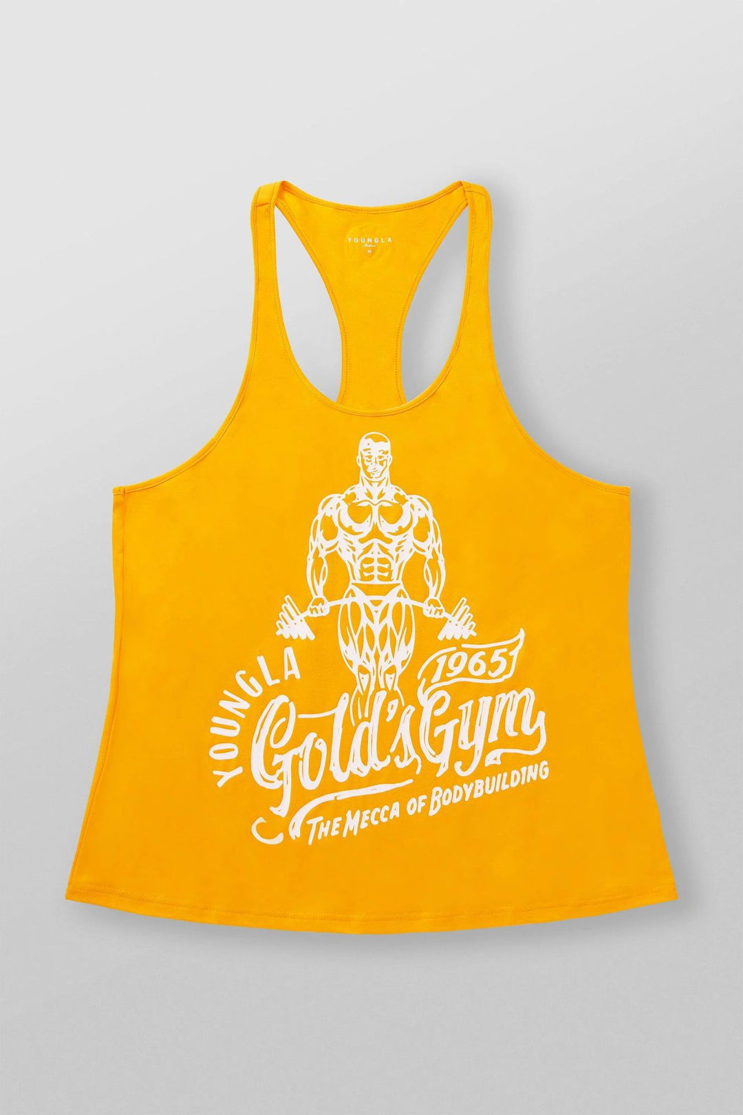 Herren nan athletisches Stringer Tanktop rückenfreier Schnitt mit Kontrastpaspel und Kraftsportmotiv EB
