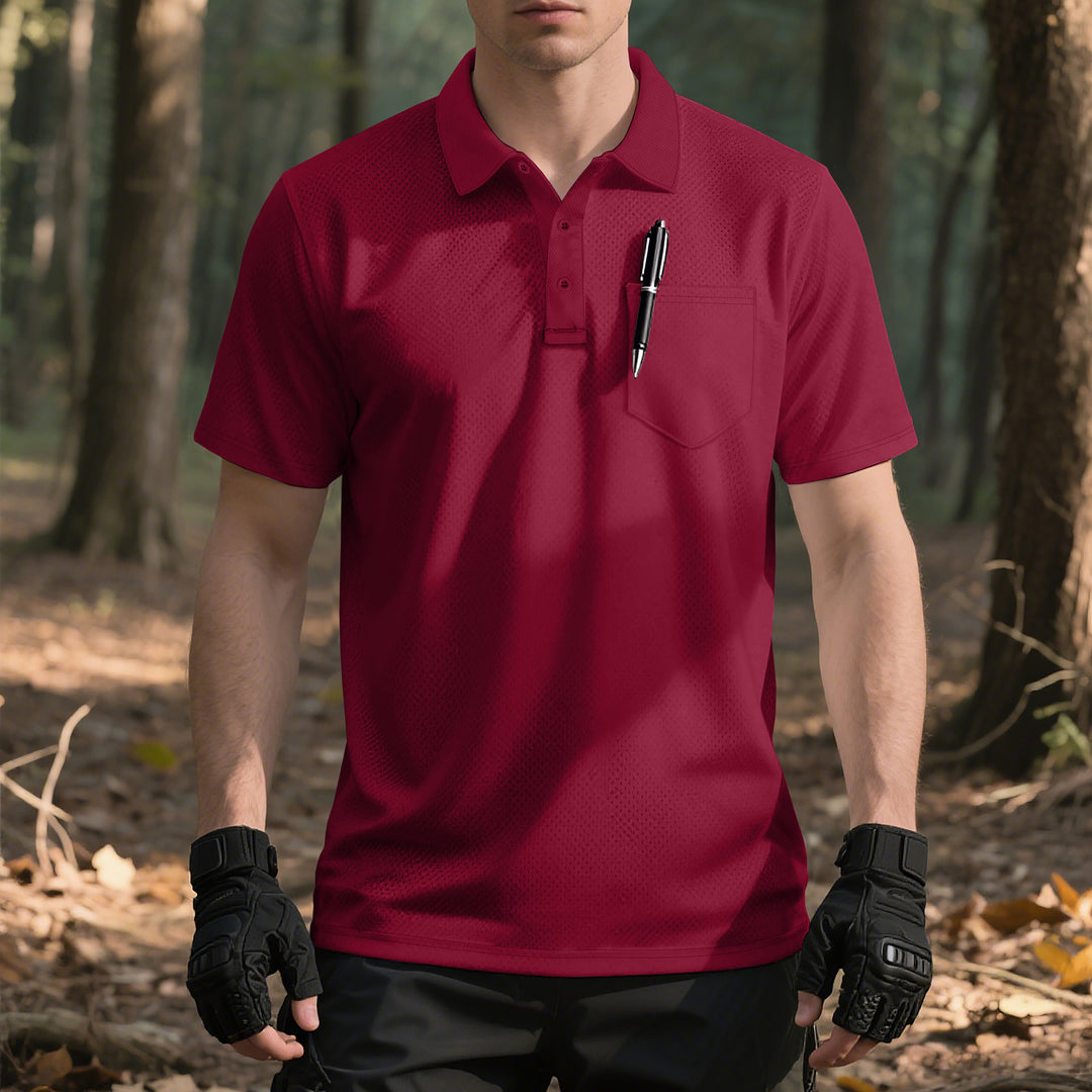 Herren Polo-Shirt mit atmungsaktivem Mesh-Gewebe und praktischer Brusttasche EB