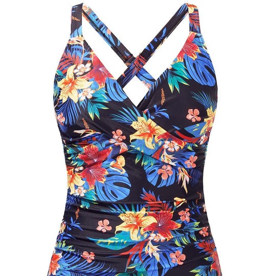 Damen Sportliches Tankini-Oberteil mit floralem Schnitt EB