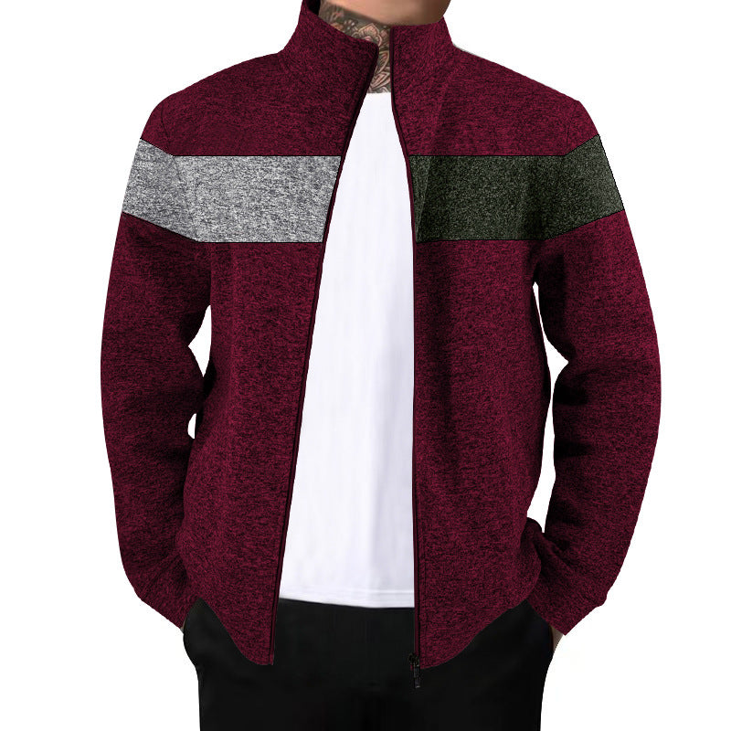 Herren Sportjacke mit kontrastierenden Farben und hohem Stehkragen EB