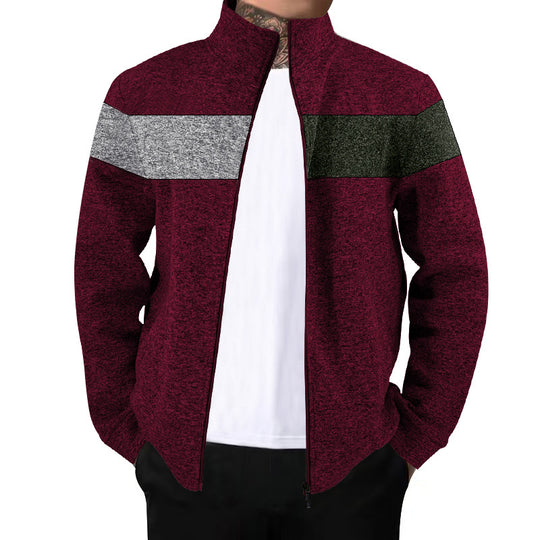 Herren Sportjacke mit kontrastierenden Farben und hohem Stehkragen EB