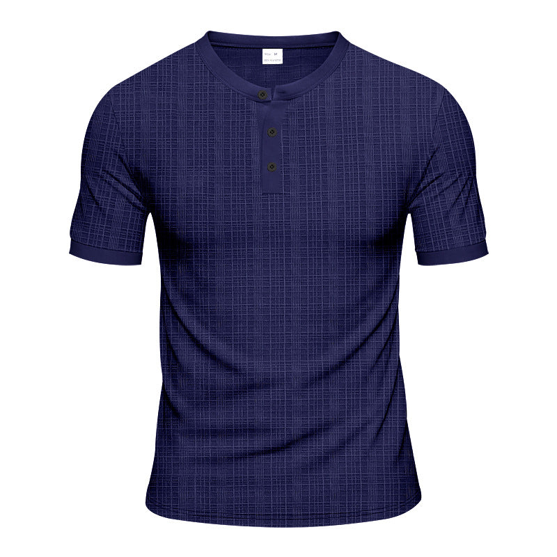Herren Kurzarm-Henley-Shirt mit moderner Knopfleiste und subtiler Struktur EB
