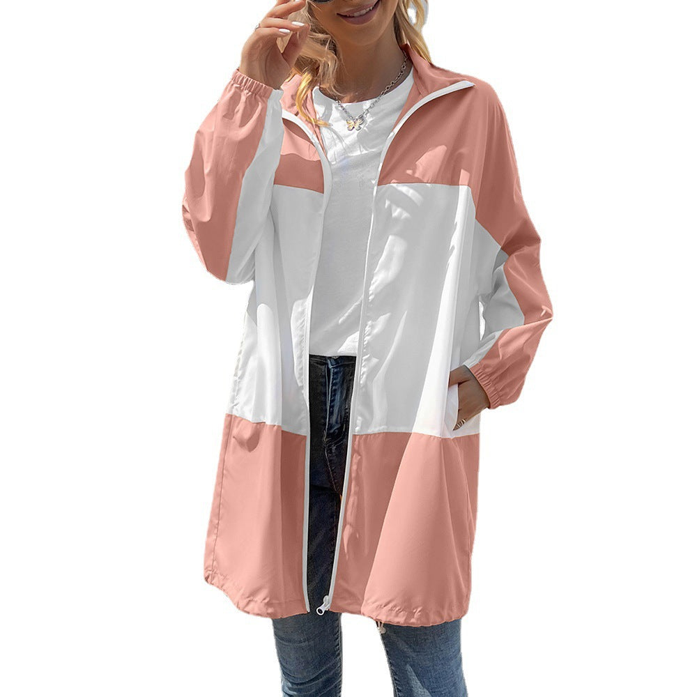 Damen modische Übergangsjacke mit hohem Kragen und sportlichem Schnitt EB