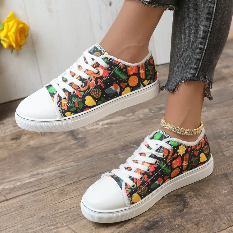 Damen Modische Sneaker mit buntem Print und bequemem Innenfutter EB
