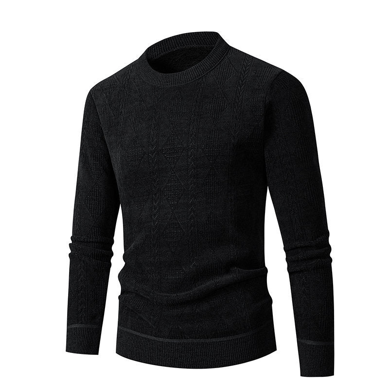 Herren Strickpullover mit strukturiertem Zopfmuster und hohem Kragen EB
