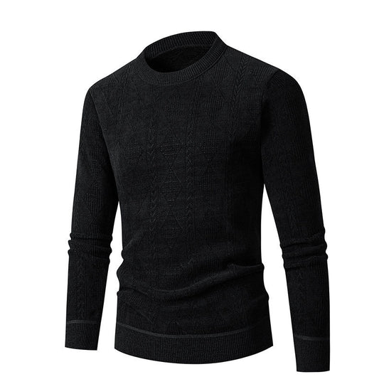 Herren Strickpullover mit strukturiertem Zopfmuster und hohem Kragen EB
