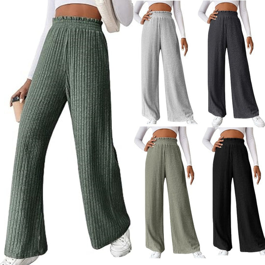 Damen Weite Ripp-Hosen mit elastischem Bund EB