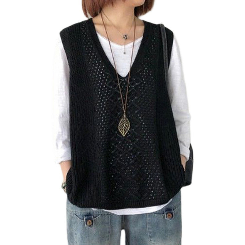 Damen Strickweste mit tiefem V-Ausschnitt und praktischen Taschen EB