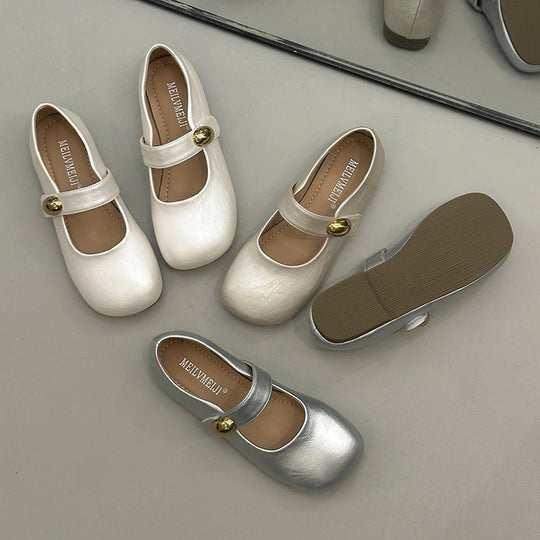 Damen elegante Mary Jane Ballerinas mit dekorativem Knopf EB