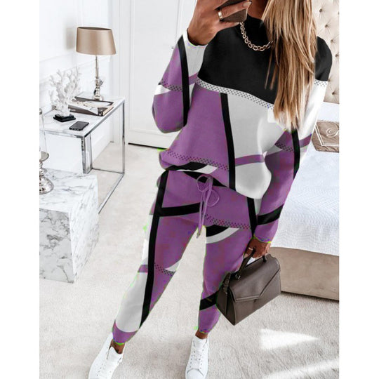 Damen trendy Sweatanzug mit grafischem Muster EB